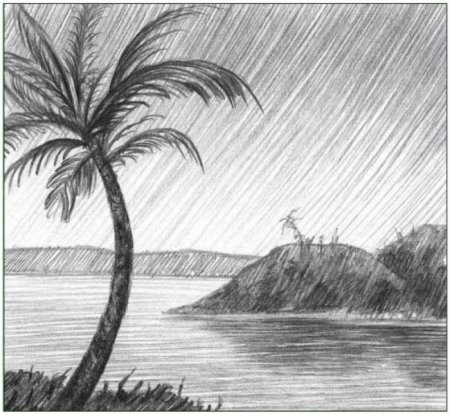 Пейзаж рисунок карандашом