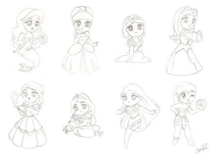 Поэтапное рисование принцесс Диснея
