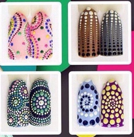 Узоры дотсом на ногтях