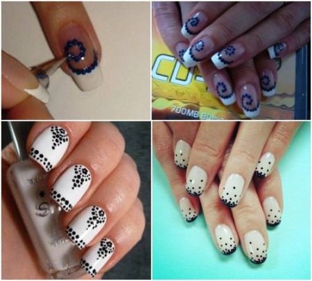 Простые рисунки дотсом на ногтях