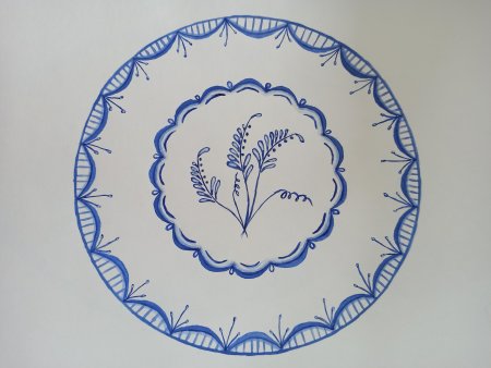 Рисунок гжель на тарелке для начинающих (46 фото)