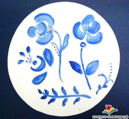 Роспись тарелки Гжель для детей
