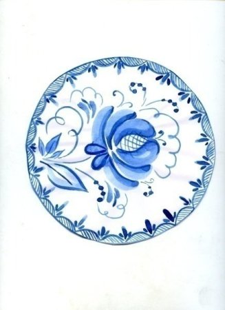 Роспись тарелки Гжель для детей 6-7 лет