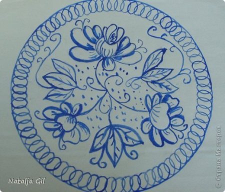 Роспись тарелки Гжель для детей