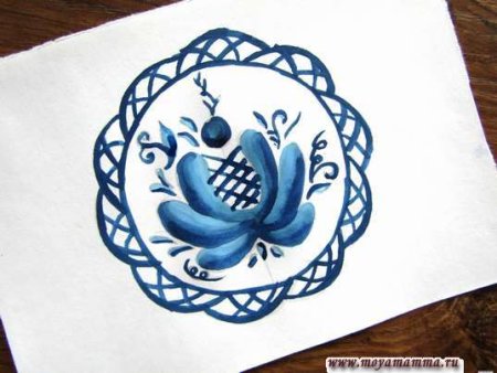 Роспись тарелки Гжель для детей срисовать