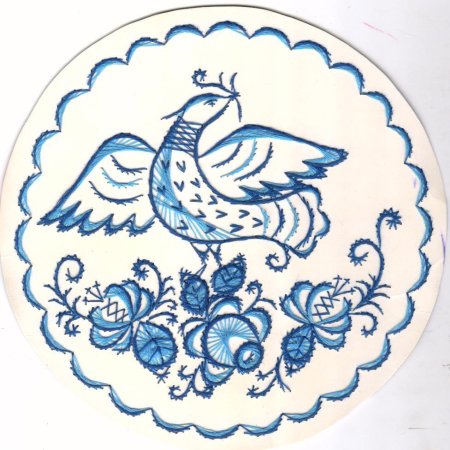 Гжельская роспись на тарелке для детей