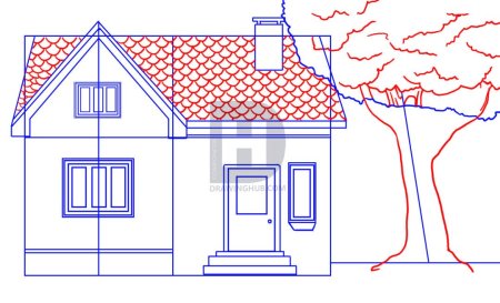 Поэтапное рисование дома