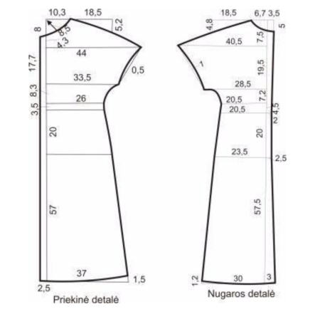 Выкройка платья прямого силуэта с цельнокроеным рукавом 46 размер