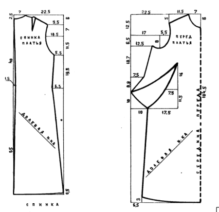 Выкройка платья прямого силуэта с рукавом 50 размера