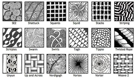 Зентангл для начинающих узоры в квадратах