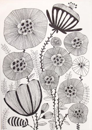 Цветы в технике дудлинг