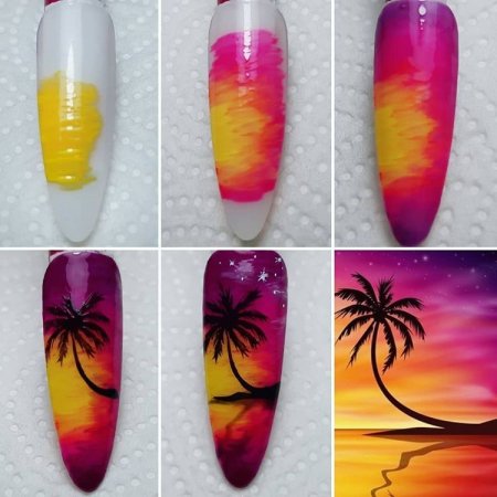 Пошаговый маникюр пальмы