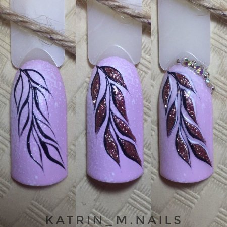 Веточка на ногтях пошагово