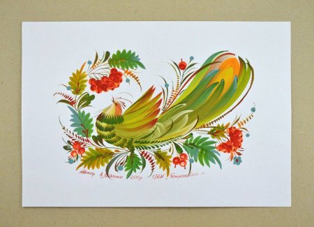 Петриковская роспись для начинающих птицы