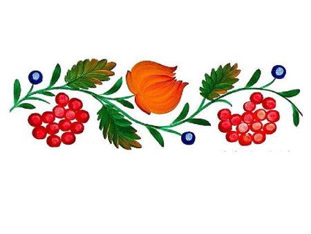 Петриковская роспись веточка Рябинки