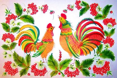 Петровская роспись петушок