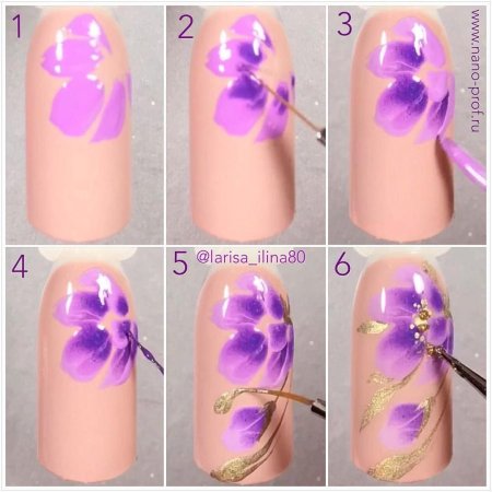 Пошаговый маникюр с цветами