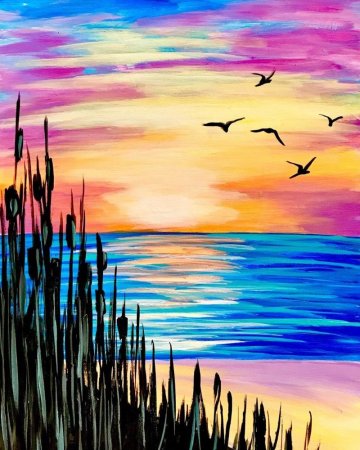 Пейзаж красками легко