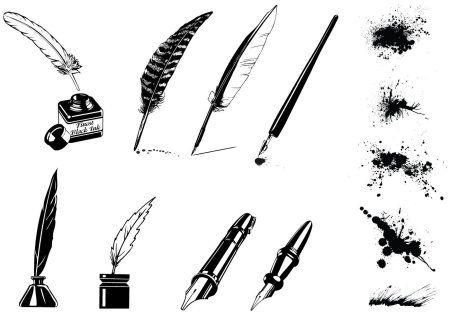 Перьевая ручка сбоку контур