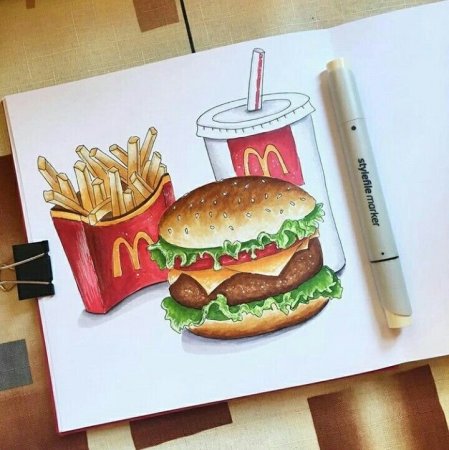 Бургер скетч маркерами