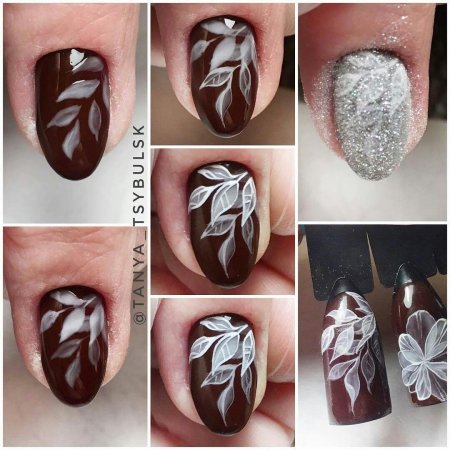 Рябина на ногтях пошагово