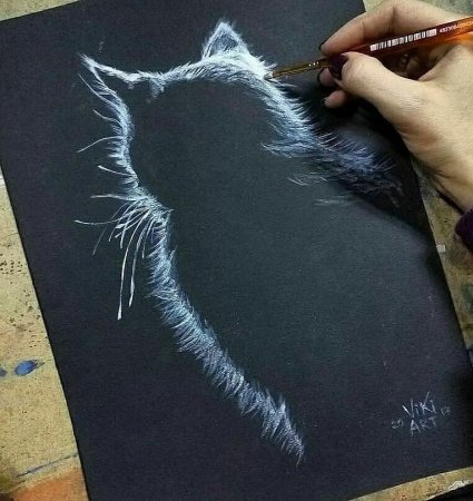 Рисование пастелью на черной бумаге