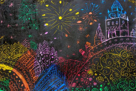 Граттаж Северное сияние