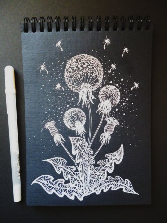 Рисунки на черной бумаге