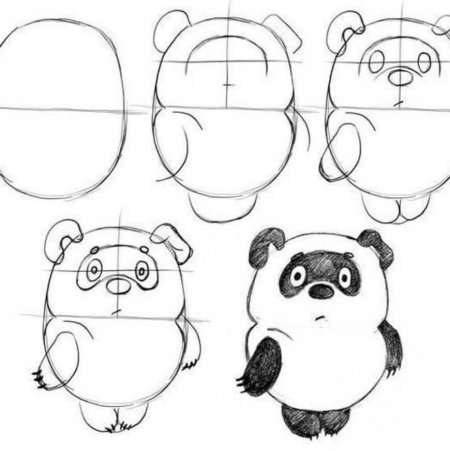 Пошаговый рисунок Винни пуха