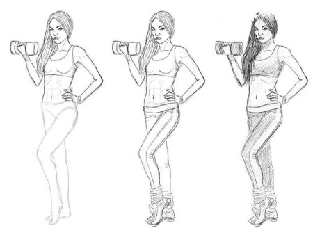 Девушки карандашом в полный рос