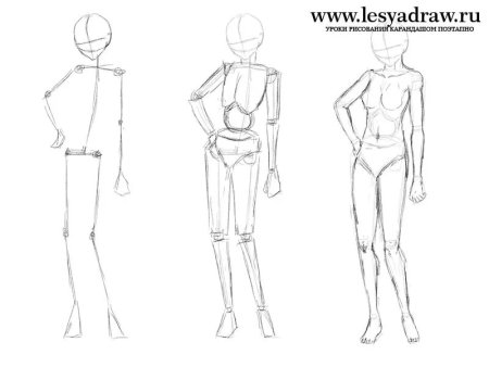 Поэтапные рисунки в полный рост