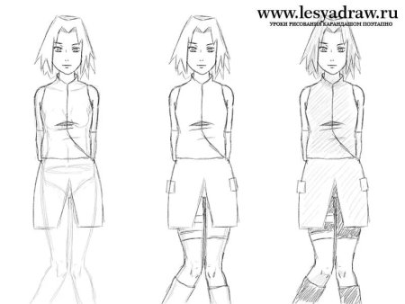 Сакура Харуно в полный рост поэтапно