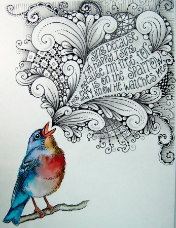 Птицы в стиле Зентангл
