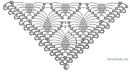 Шаль вязаная крючком узором ананас