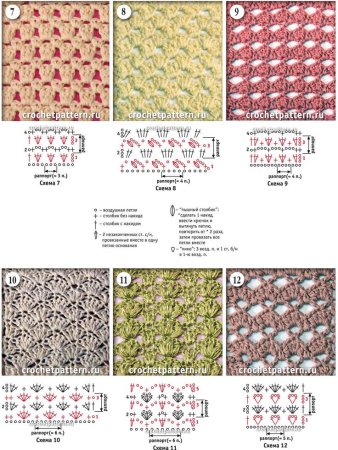 Плотный узор крючком схема для кофты