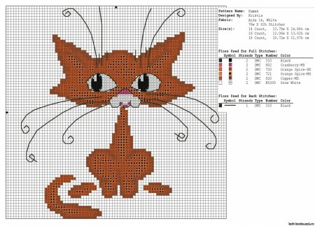 Простая вышивка кота