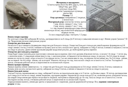 Вязание спицами рукавицы для начинающих на 4 спицах