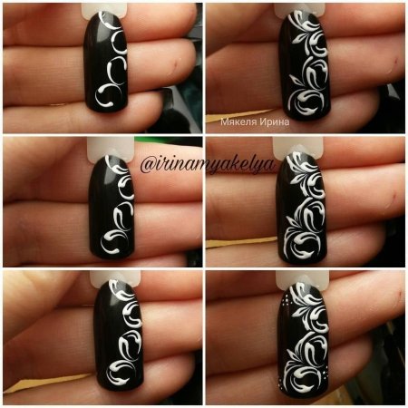 Несложные вензеля на ногтях