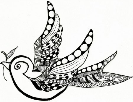 Птица Зентангл для детей