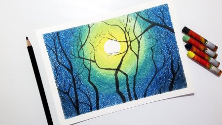 Рисунки масляными мелками