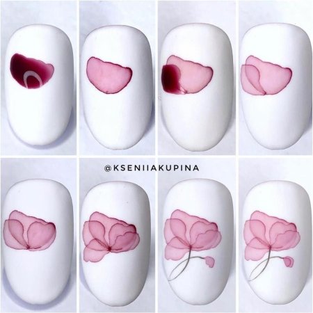 Рисование акварелью на ногтях