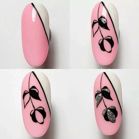 Несложные цветы на ногтях