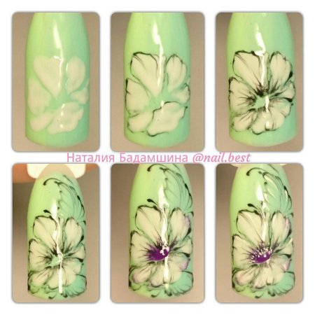 Рисование цветов гель лаком