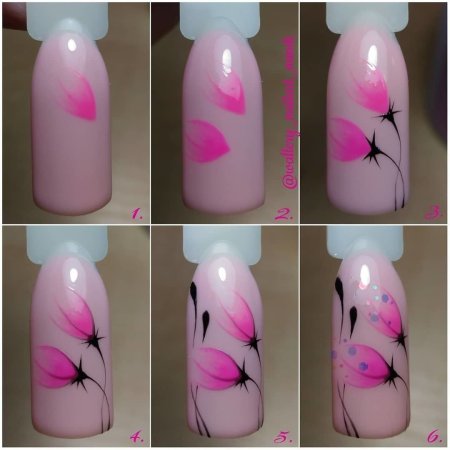 Цветы маникюр пошагово