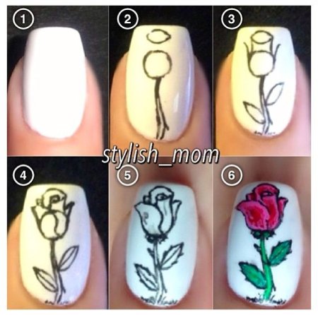 Роза маникюр пошагово для начинающих