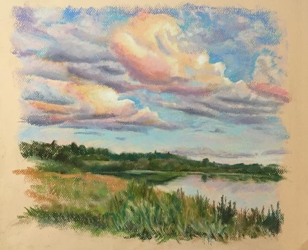Пейзажи пастельными мелками