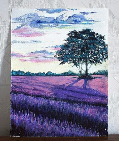 Пейзаж масляной пастелью