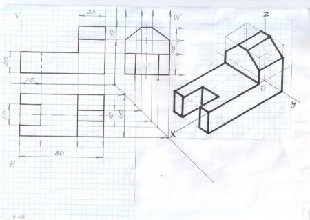 Черчение аксонометрические проекции деталей 3 вида
