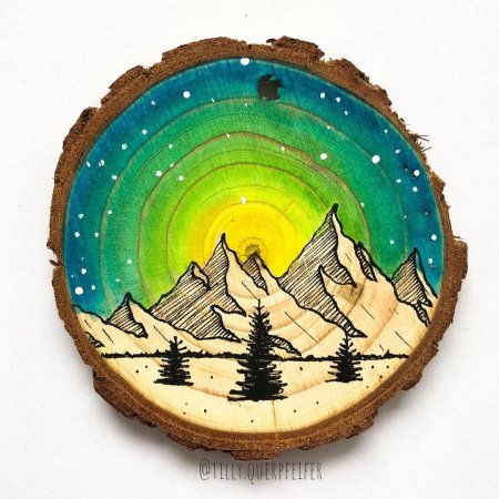 Рисование на срезе дерева