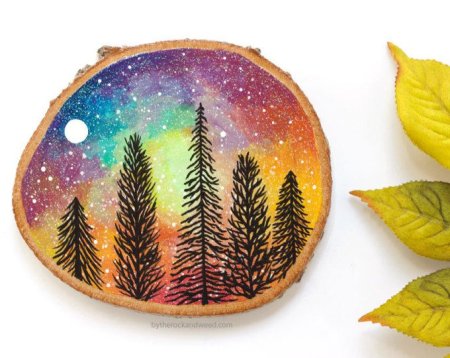 Рисование на спилах дерева для детей